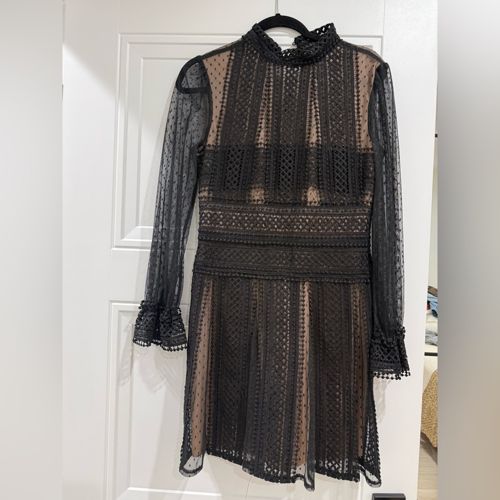 ONE 33 SOCIAL BLACK LACE MINI DRESS